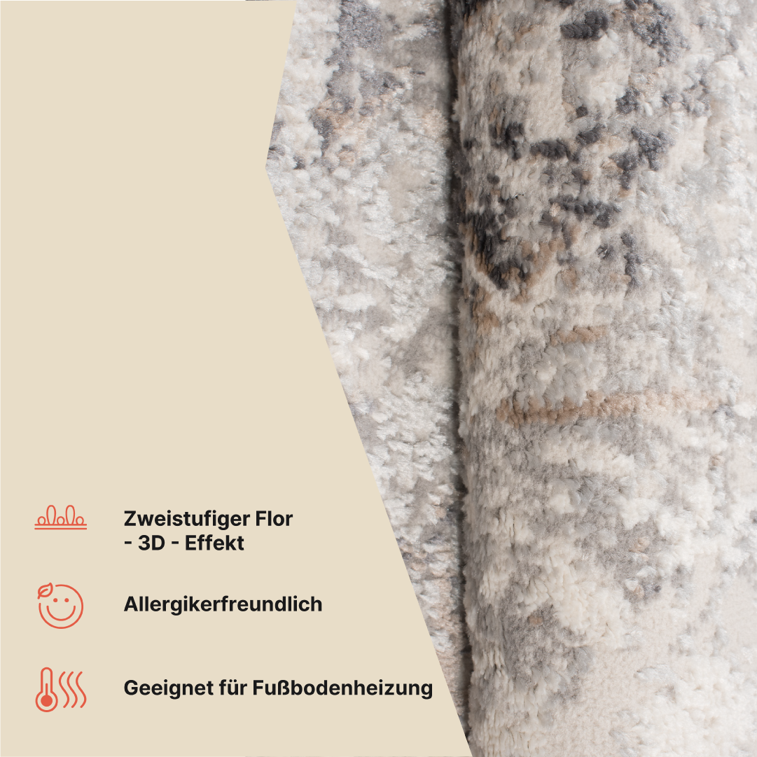 Teppich Valley Grau Beige Vintage Ornamente