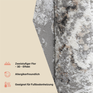 Teppich Valley Rund Dunkelgrau Floral Rosette