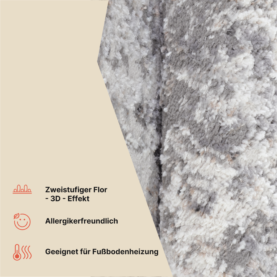 Teppich Valley Round Dunkel Grau Vintage Rahmen