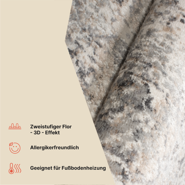 Teppich Valley Grau Fuchsrot Vintage Ornamente