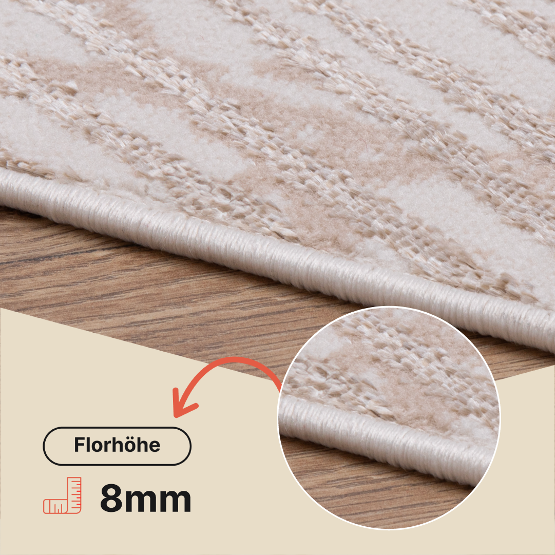 Teppich Crystal Gold Braun Creme Blätter 3D Effekt
