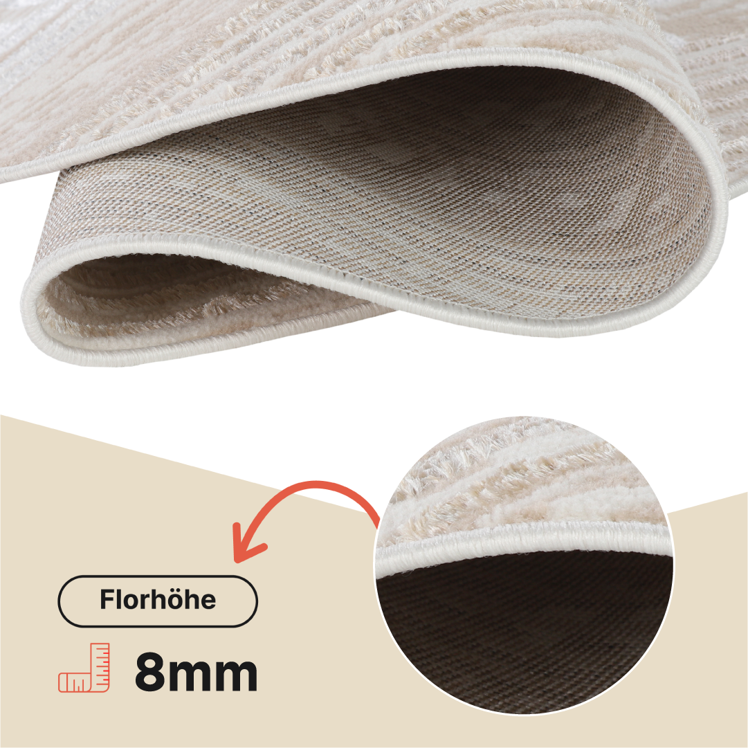 Teppich Crystal Rund Beige Braun Creme Streifen