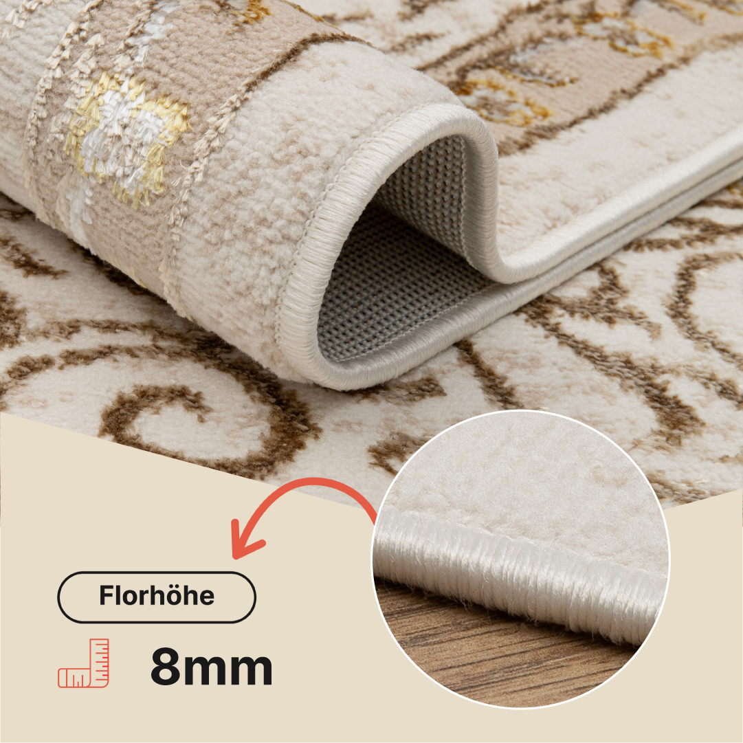 Teppich Ares Gold Braun Beige Rosette