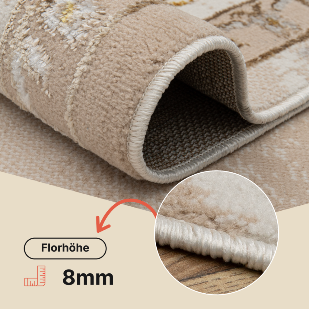 Teppich Ares Gold Beige Rosette Vintage