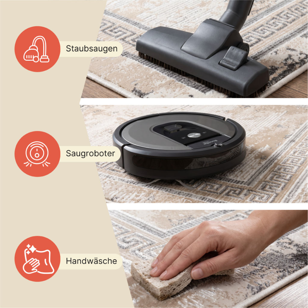 Teppich Ares Grau Beige Rahmen Verwischt
