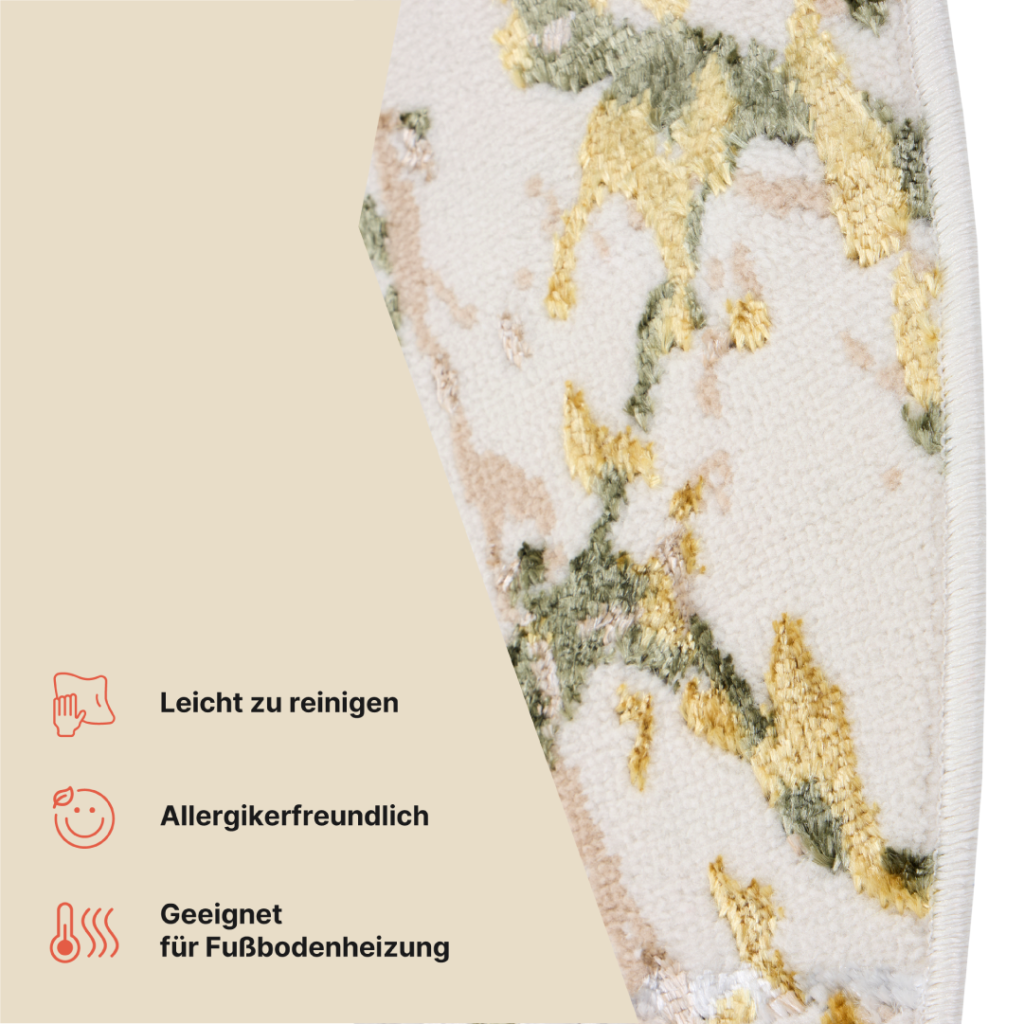 Teppich Crystal Rund Grün Creme Abstrakt Marmor