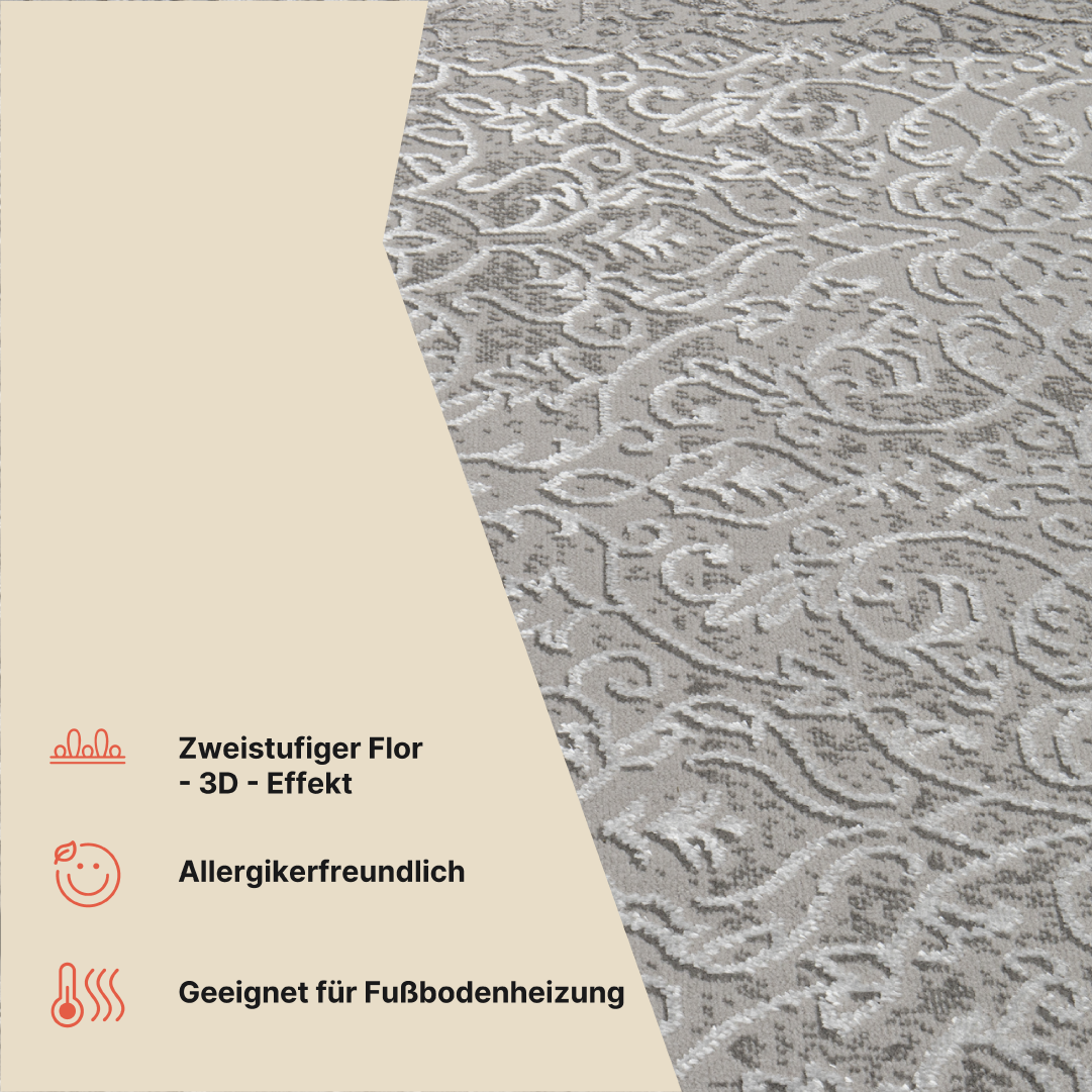 Teppich Ares Dunkelgrau Vintage Ornamente