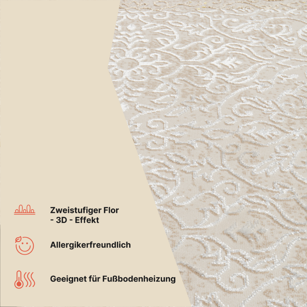 Teppich Ares Creme Braun Ornamente Vintage
