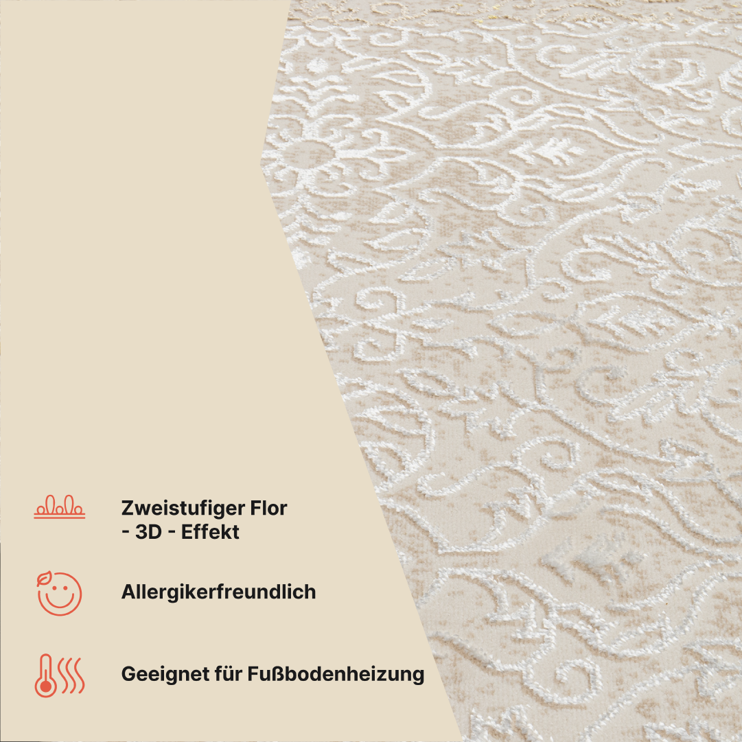 Teppich Ares Creme Braun Ornamente Vintage