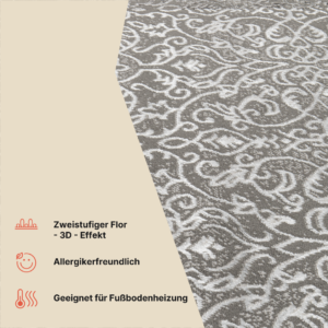 Teppich Ares Grau Ornamente Vintage