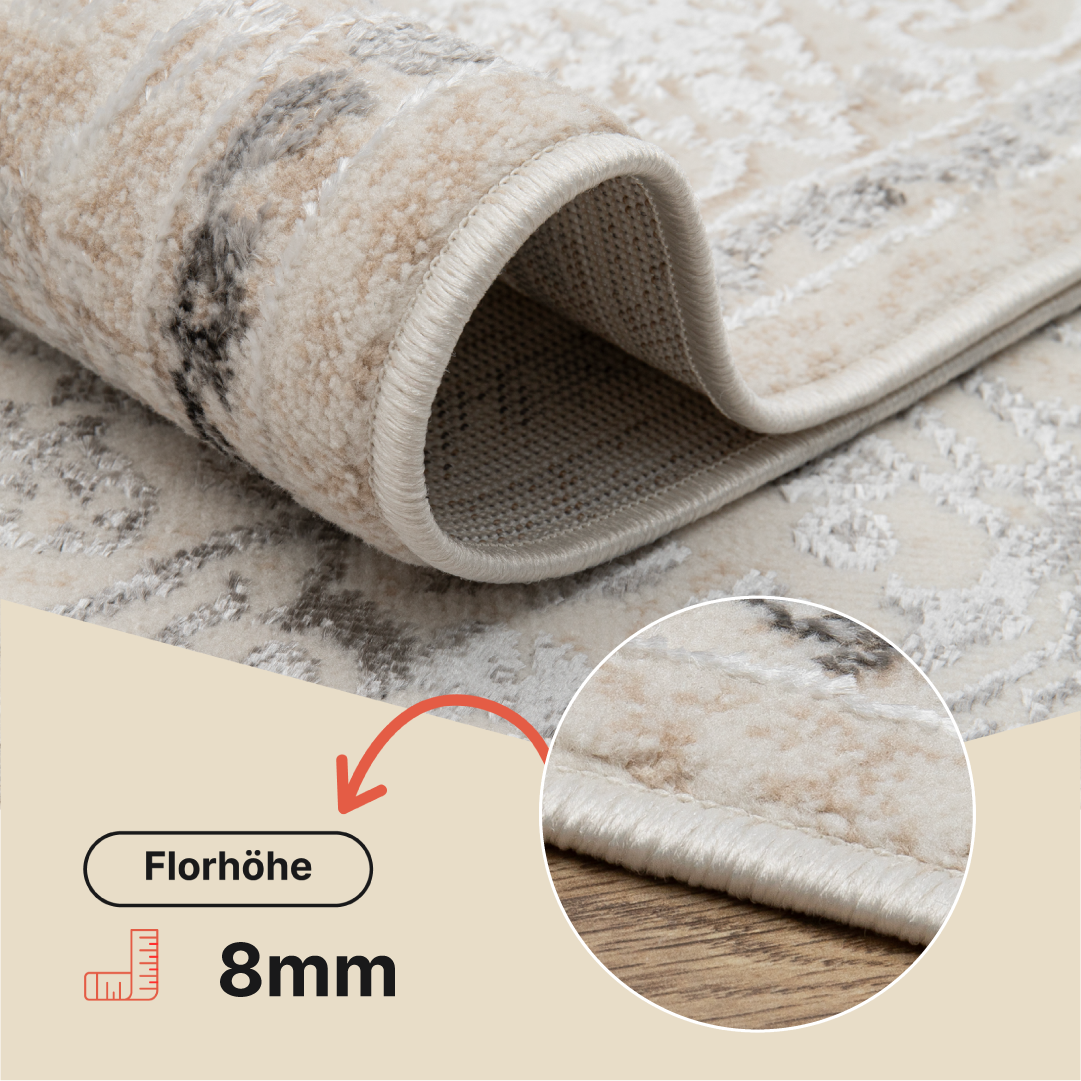 Teppich Ares Creme Grau Vintage Medallion