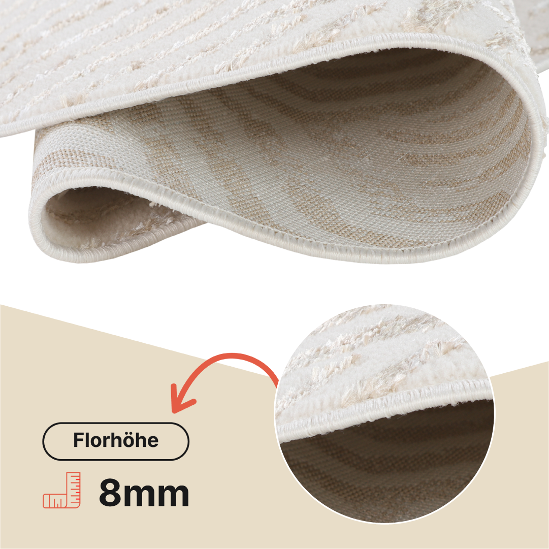 Teppich Crystal Rund Braun Creme Beige Linien