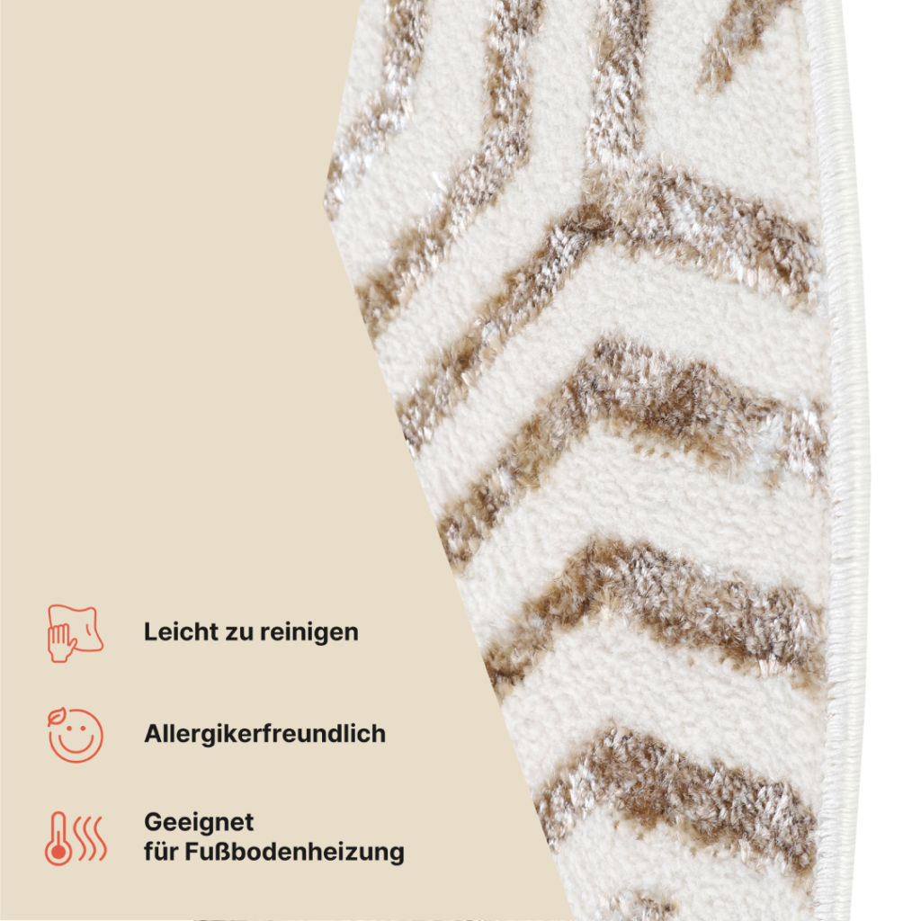 Teppich Crystal Rund Braun Creme Beige Linien