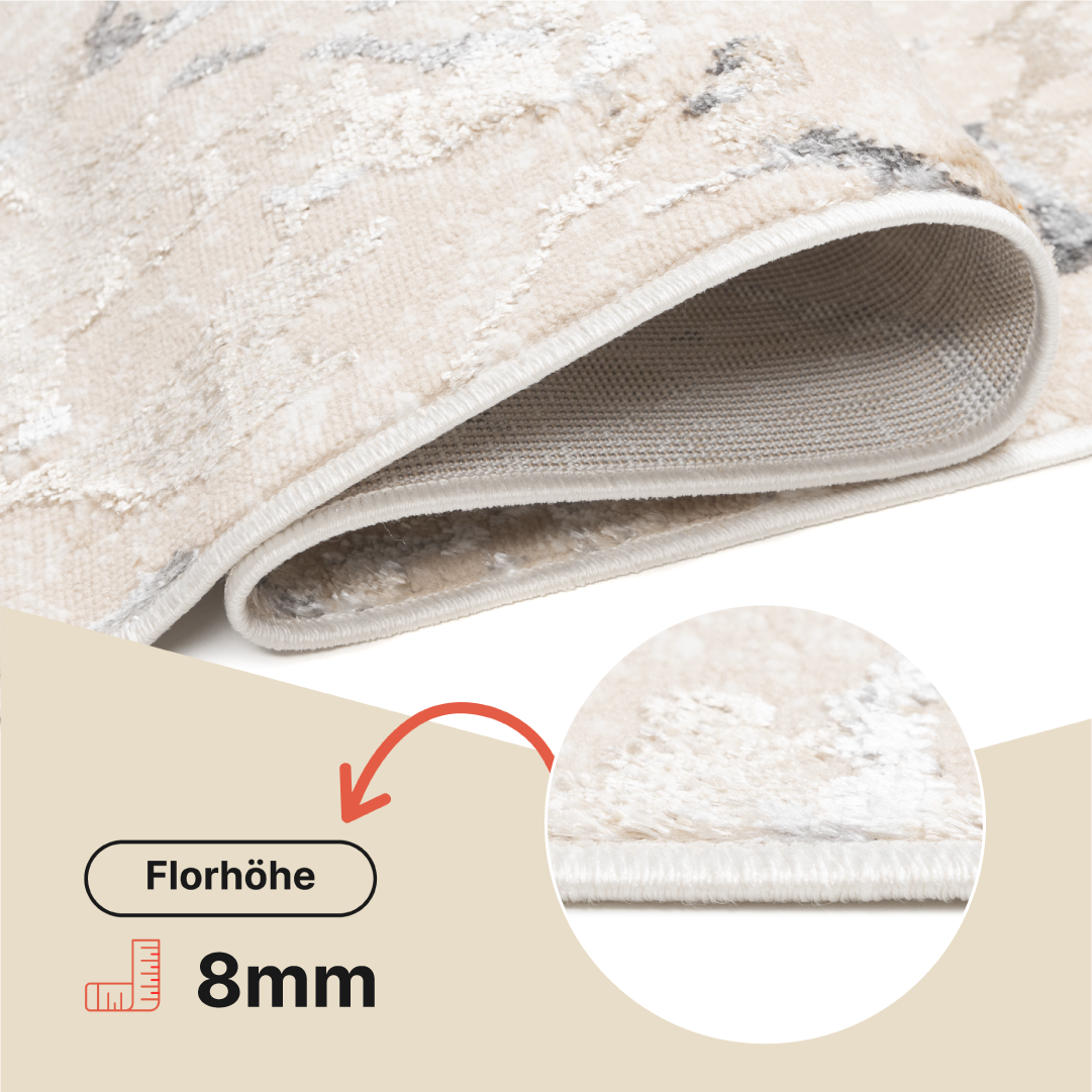 Teppichläufer Crystal Beige Grau Abstrakt Meterware