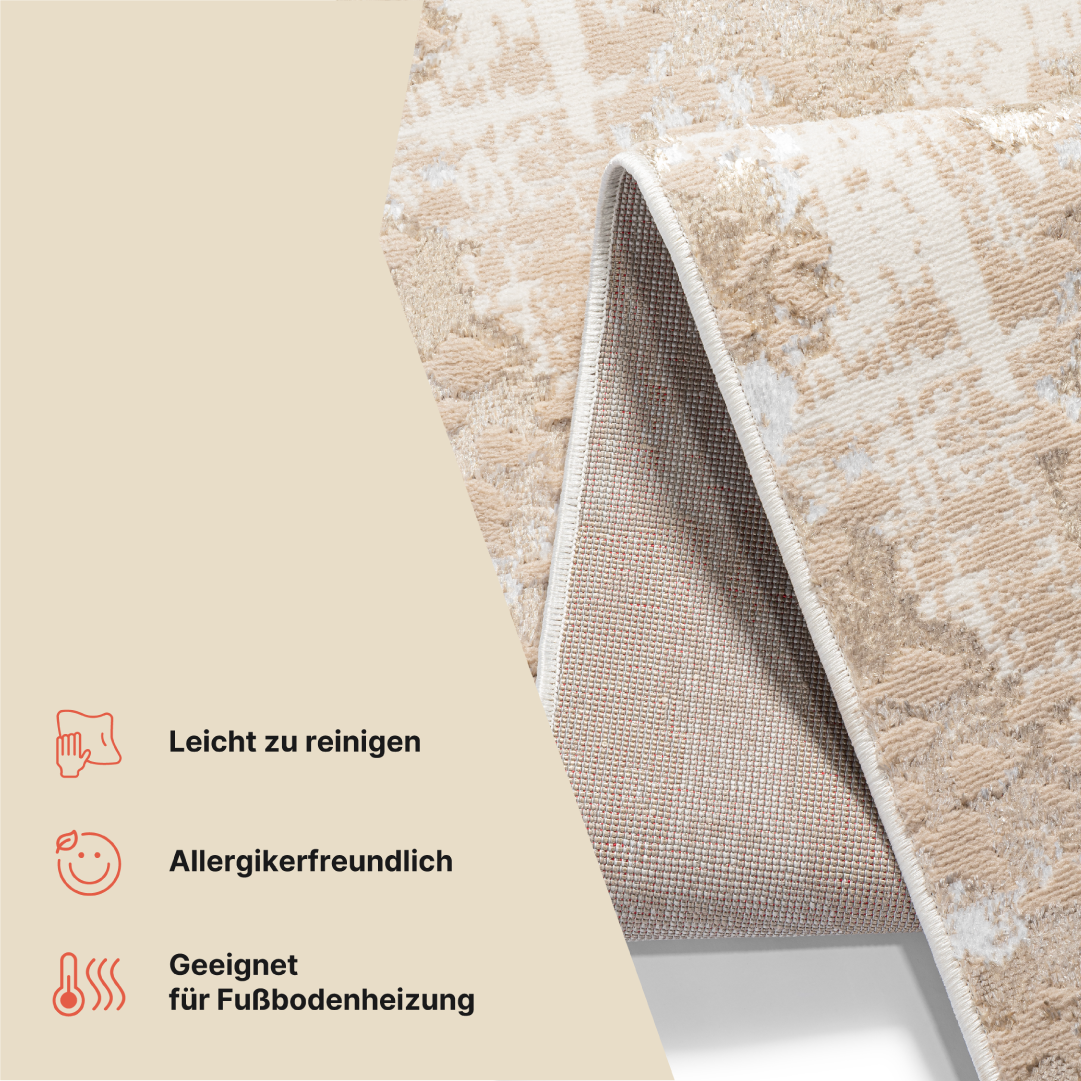 Teppichläufer Crystal Beige Retro Meterware
