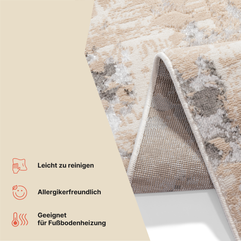 Teppichläufer Crystal Beige Grau Abstrakt