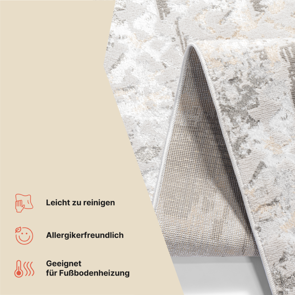 Teppichläufer Crystal Dunkelgrau Beige Abstrakt