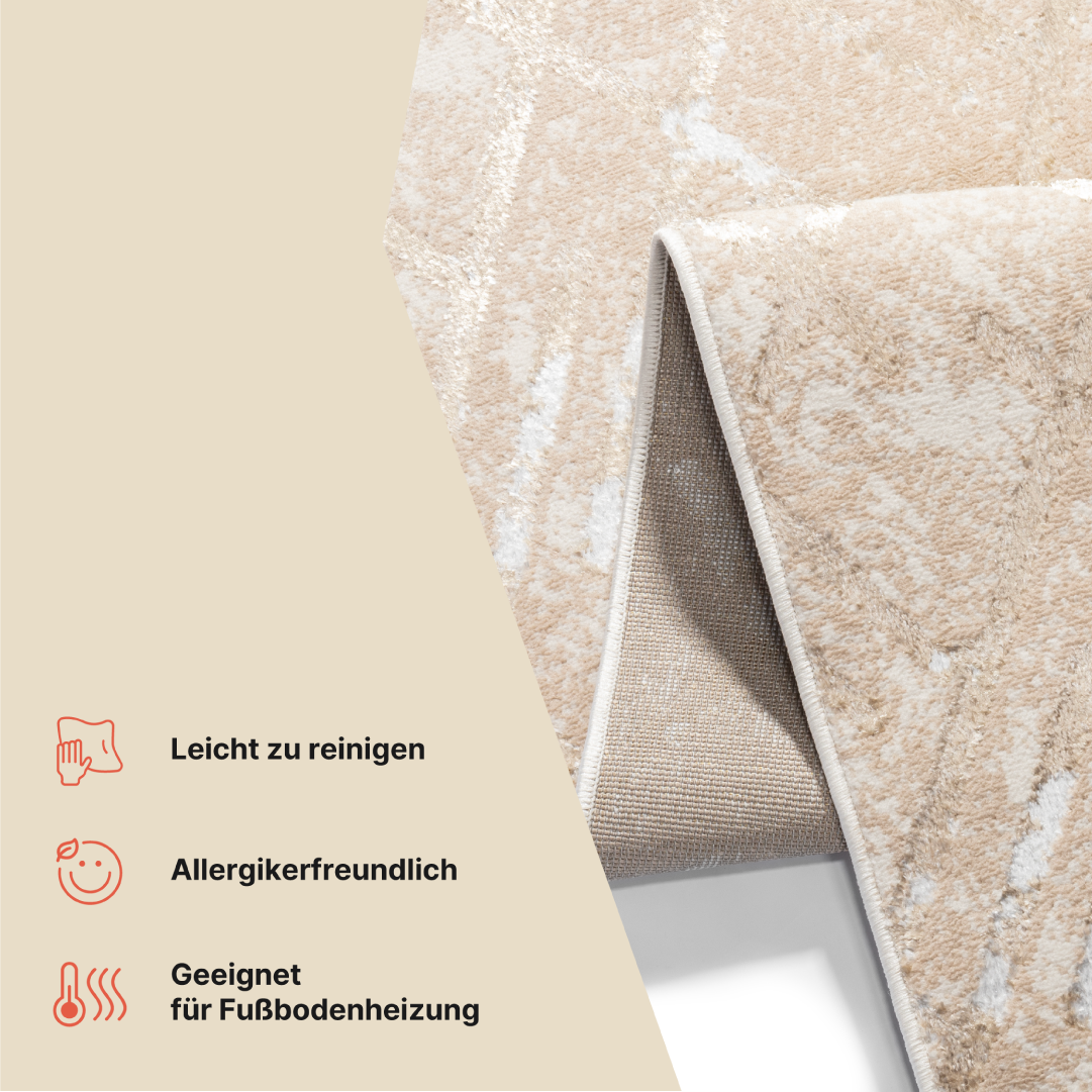 Teppichläufer Crystal Beige Gold Zickzack