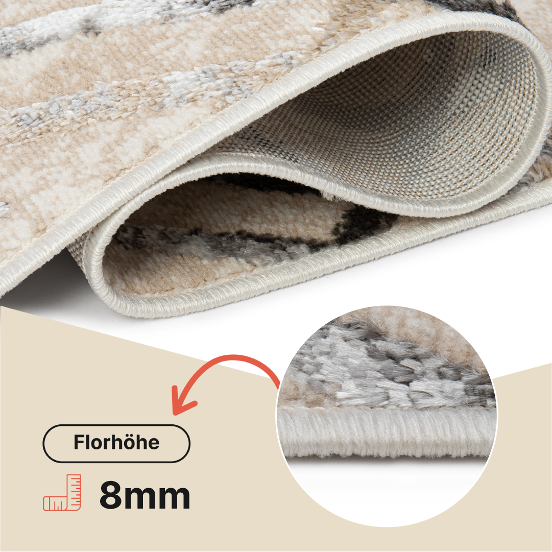 Teppichläufer Crystal Beige Grau Zickzack