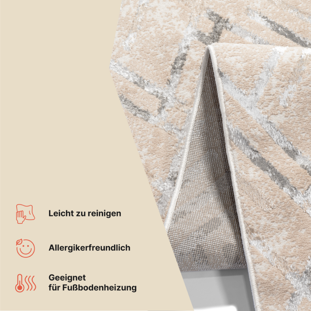 Teppichläufer Crystal Beige Grau Zickzack