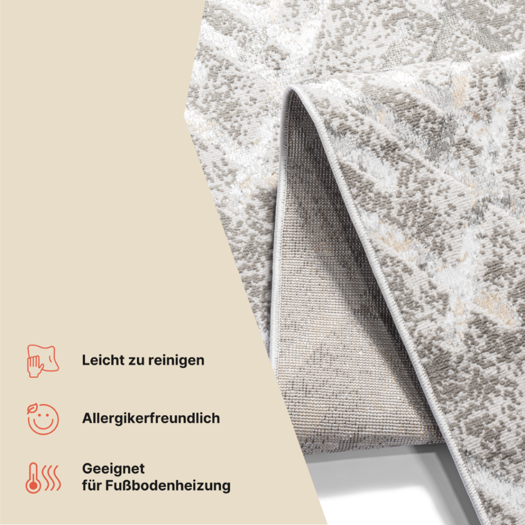 Teppichläufer Crystal Dunkelgrau Rauten Meterware