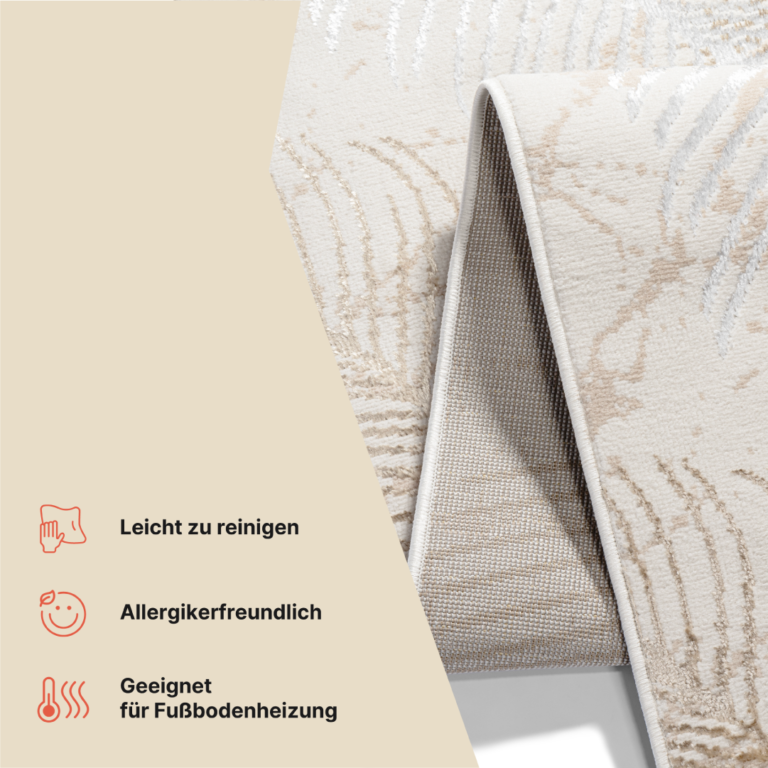 Teppichläufer Crystal Beige Braun Blätter