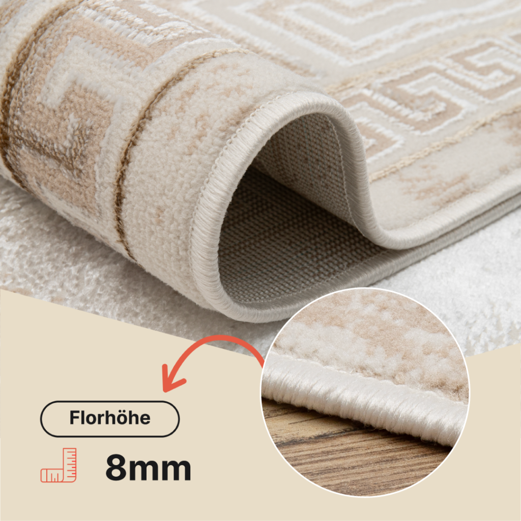 Teppich Ares Beige Rahmen Abstrakt