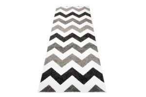Teppichläufer Maya Grau Schwarz Geometrisch Zigzags Meterware