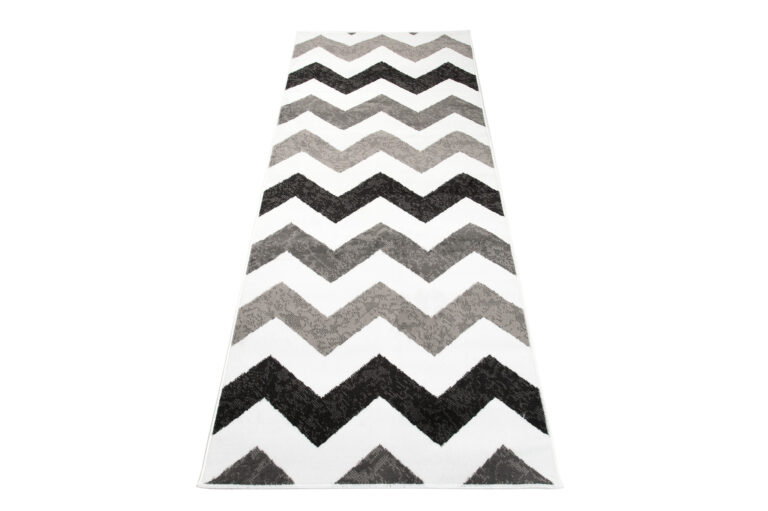 Teppichläufer Maya Grau Schwarz Geometrisch Zigzags Meterware