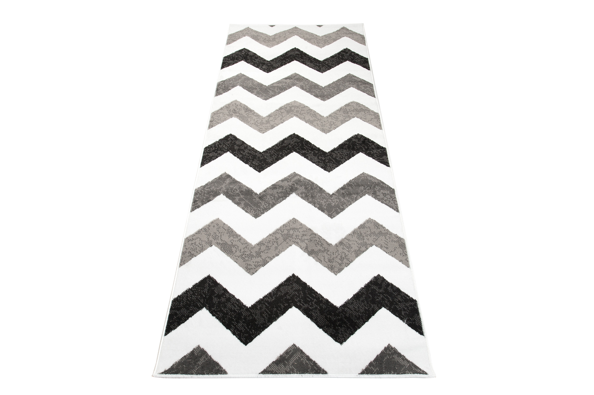 Teppichläufer Maya Grau Schwarz Geometrisch Zigzags Meterware