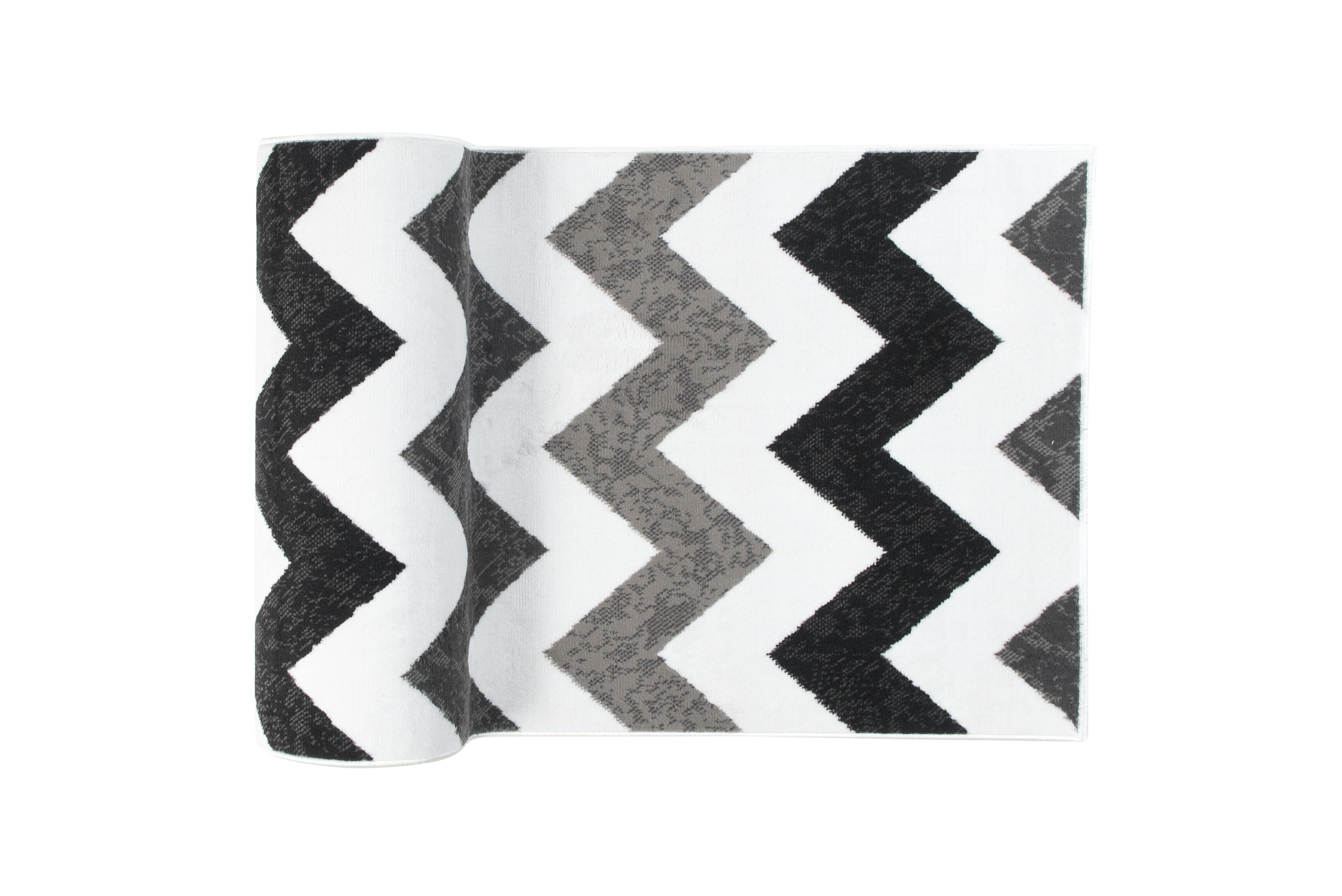 Teppichläufer Maya Grau Schwarz Geometrisch Zigzags Meterware