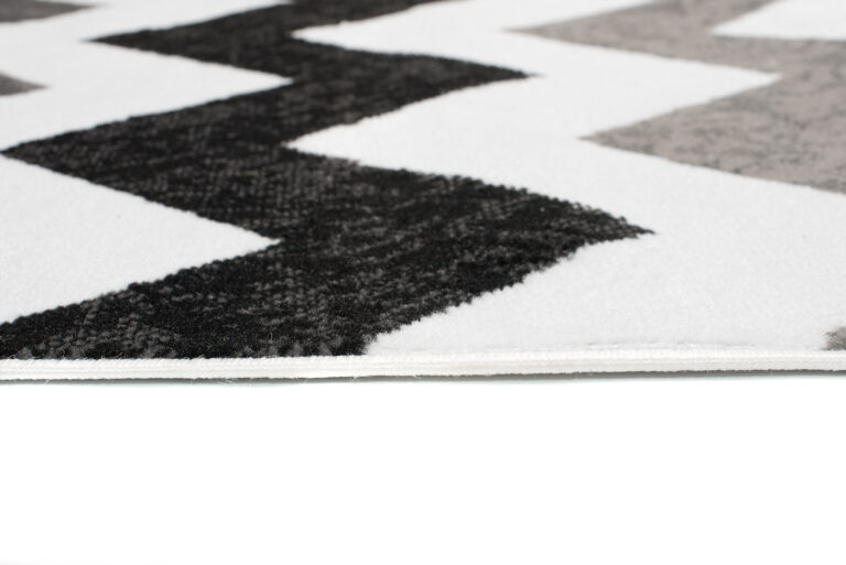 Teppichläufer Maya Grau Schwarz Geometrisch Zigzags Meterware