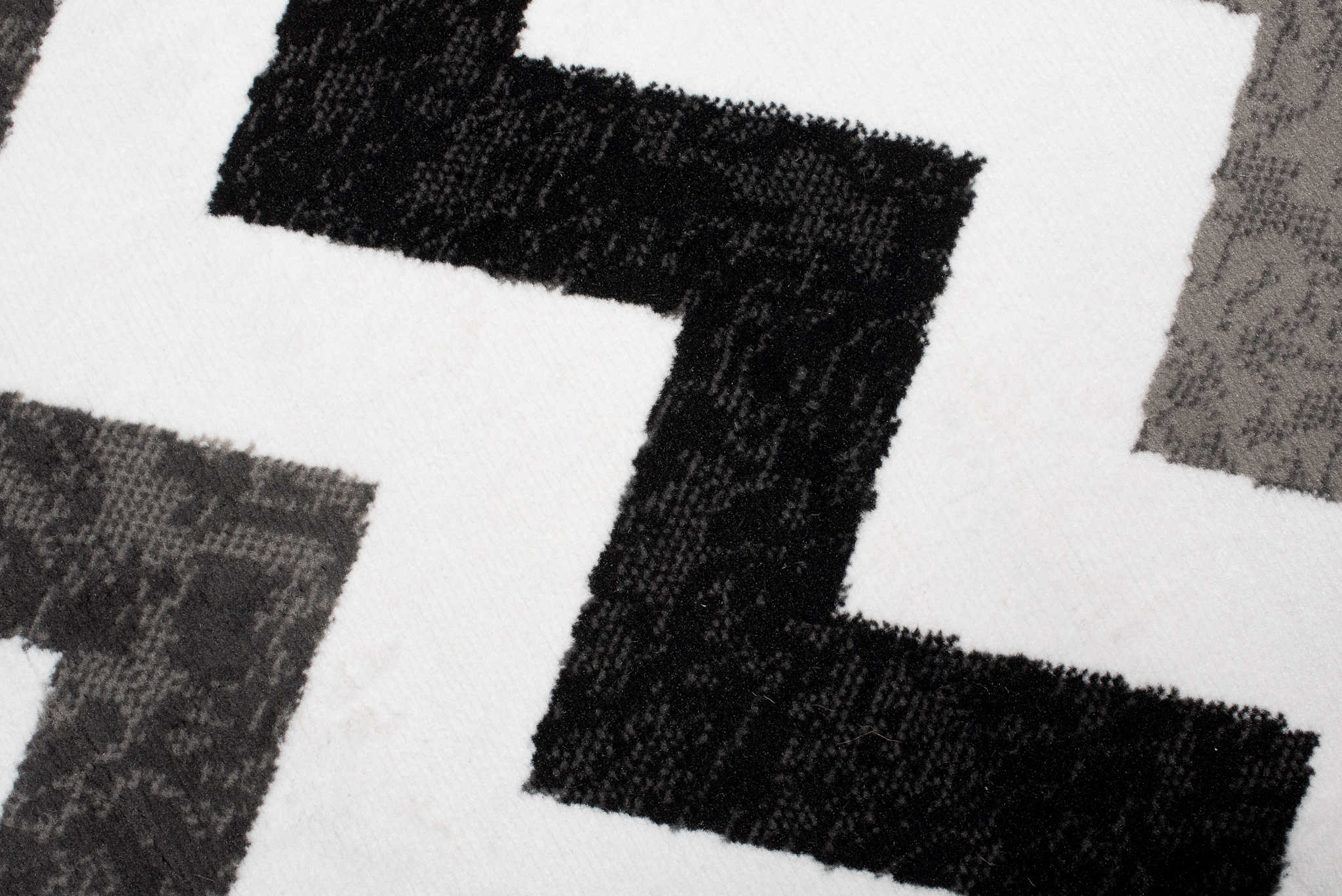 Teppichläufer Maya Grau Schwarz Geometrisch Zigzags Meterware