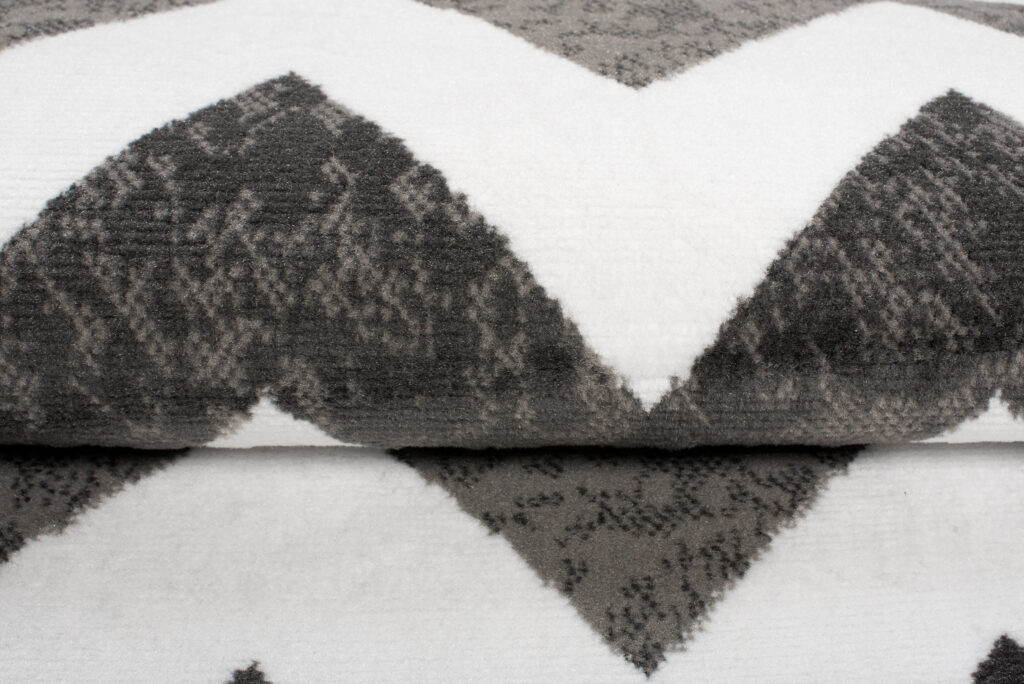 Teppichläufer Maya Grau Schwarz Geometrisch Zigzags Meterware
