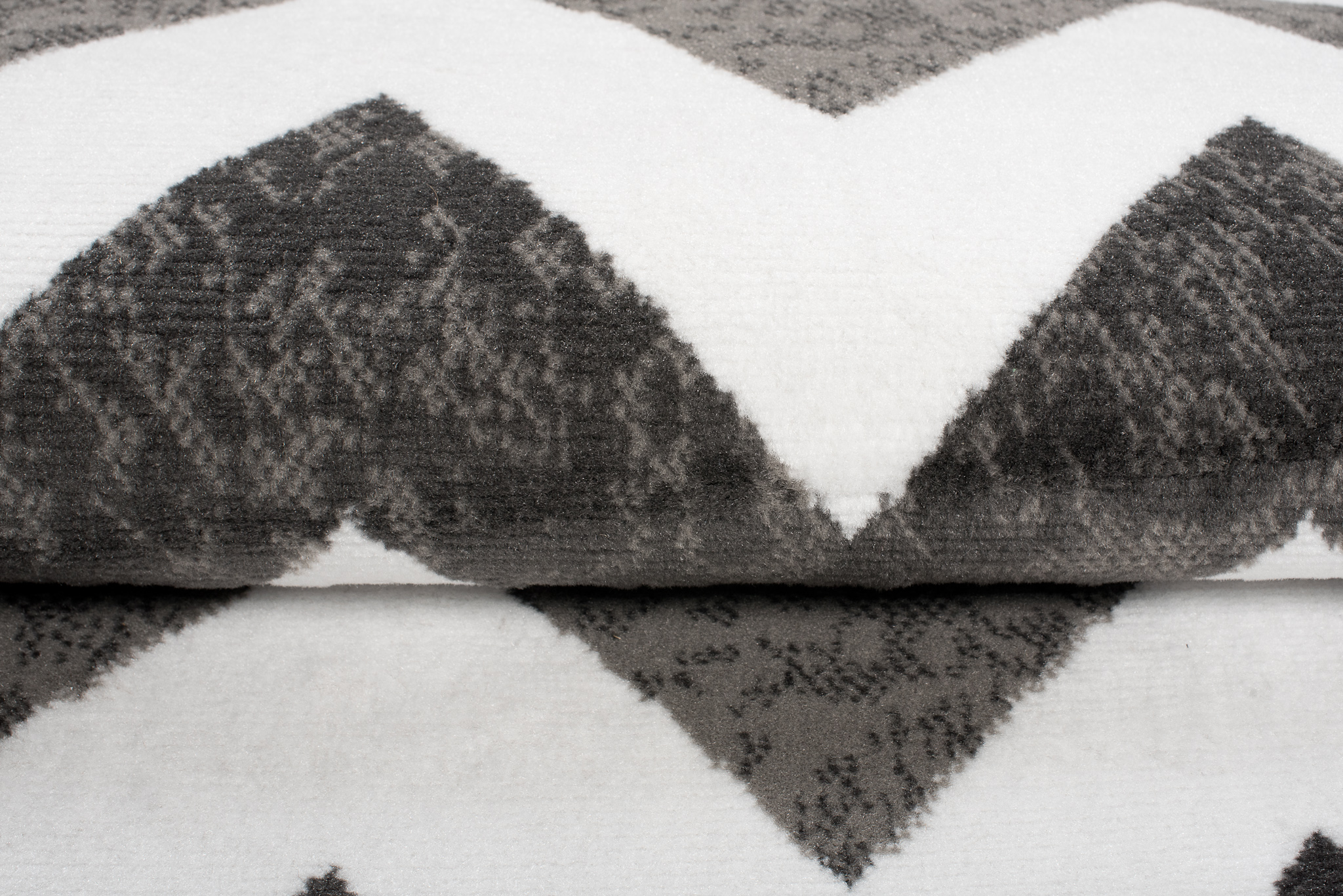 Teppichläufer Maya Grau Schwarz Geometrisch Zigzags Meterware