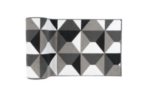 Teppichläufer Maya Grau Weiß Trapeze Quadrate Meterware