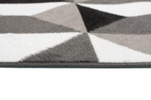 Teppichläufer Maya Grau Weiß Trapeze Quadrate Meterware