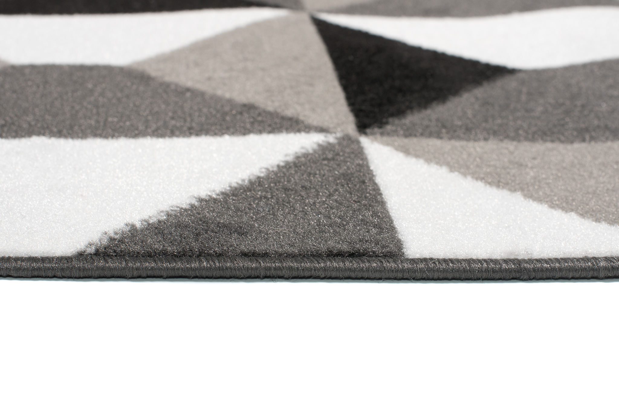 Teppichläufer Maya Grau Weiß Trapeze Quadrate Meterware