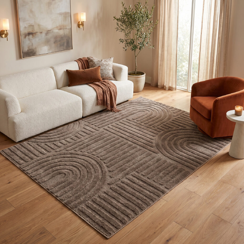 Teppich Linea 3D Taupe Patchwork