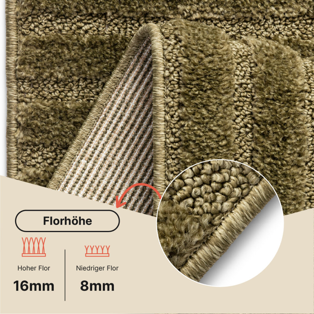 Teppich Relievo 3D Olivgrün Streifen