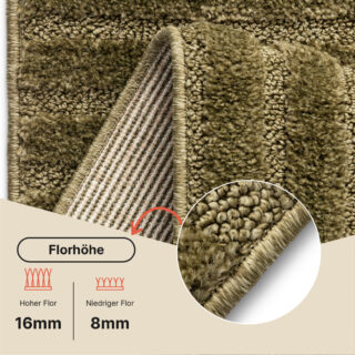 Teppich Relievo 3D Olivgrün Streifen