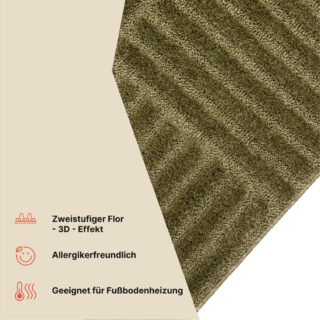 Teppich Relievo 3D Olivgrün Streifen