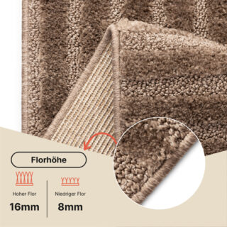 Teppich Relievo 3D Taupe Streifen