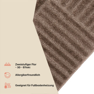 Teppich Relievo 3D Taupe Streifen