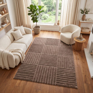 Teppich Relievo 3D Taupe Streifen