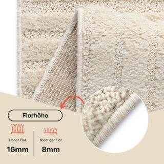 Teppich Relievo 3D Creme Streifen