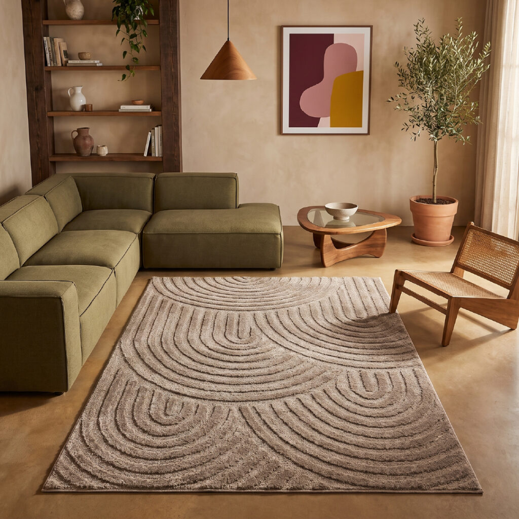 Teppich Linea 3D Taupe Wellen
