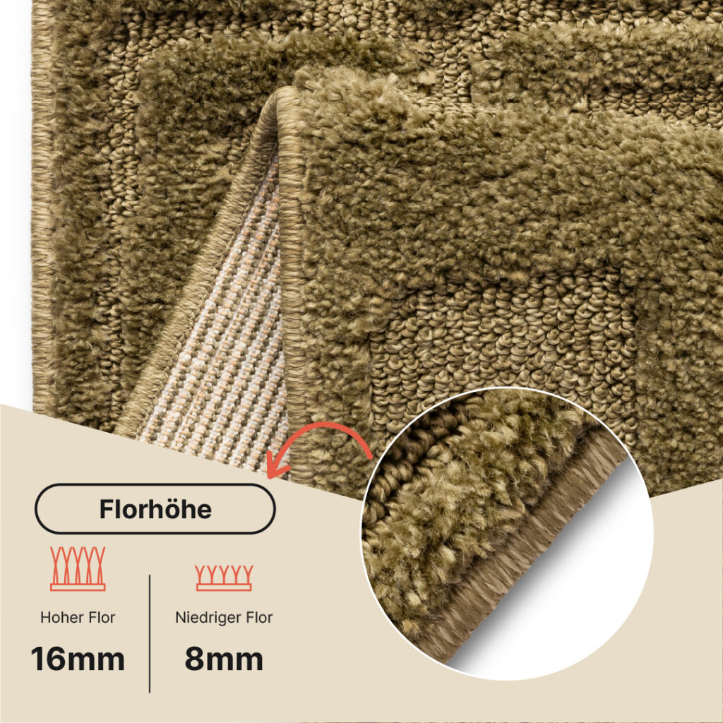 Teppich Relievo 3D Olivgrün Geometrisch
