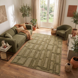Teppich Relievo 3D Olivgrün Geometrisch