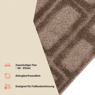 Teppich Relievo 3D Taupe Geometrisch